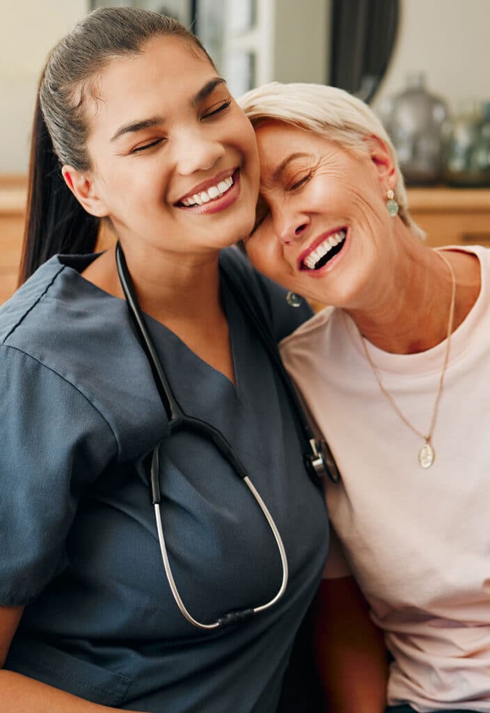Happy nurse with patient