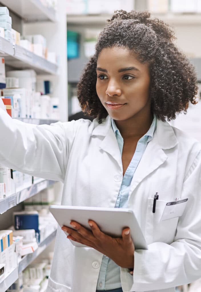 Female pharmacist working in a pharmacy